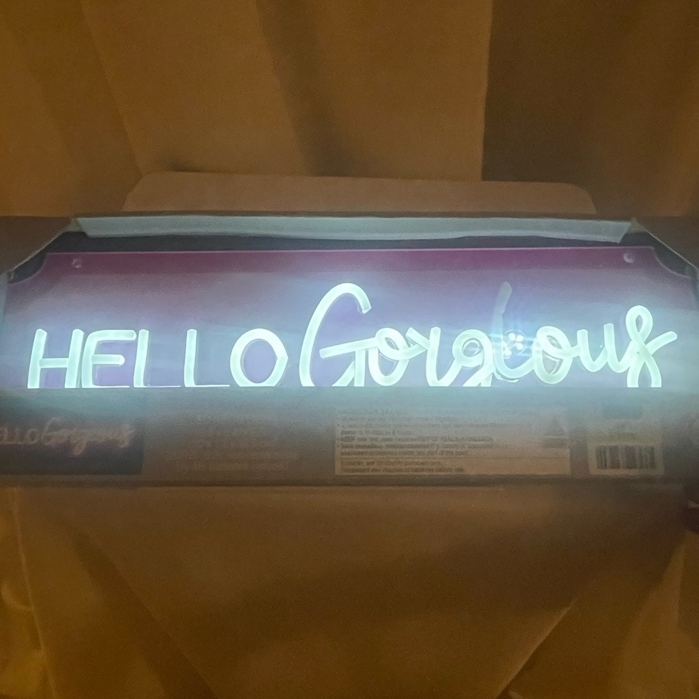 Hobby Lobby Neon 'Hello Gorgeous' Sign NIB Pink USB Adapter